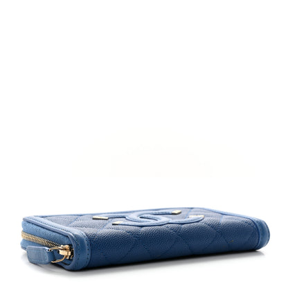 Chanel Caviar Quilted Medium Filigree Zip Around Wallet Dark Blue 4 of 11