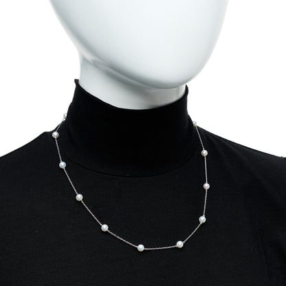 Mikimoto 18K White Gold Akoya Pearl 5.5-6mm Station Necklace 2 of 6