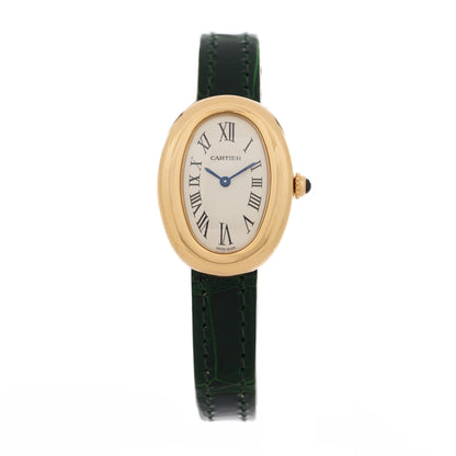 Cartier 18K Yellow Gold Alligator 23mm Baignoire Quartz Watch Green 1 of 5