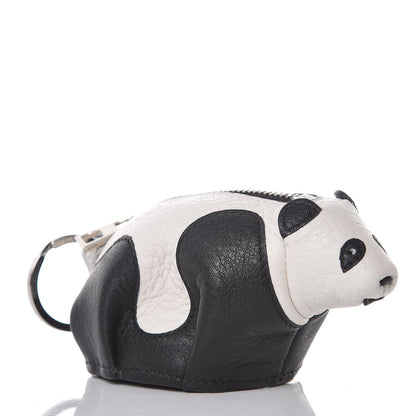 Loewe Calfskin Panda Coin Pouch Bag Charm Key Holder Black White 3 of 6