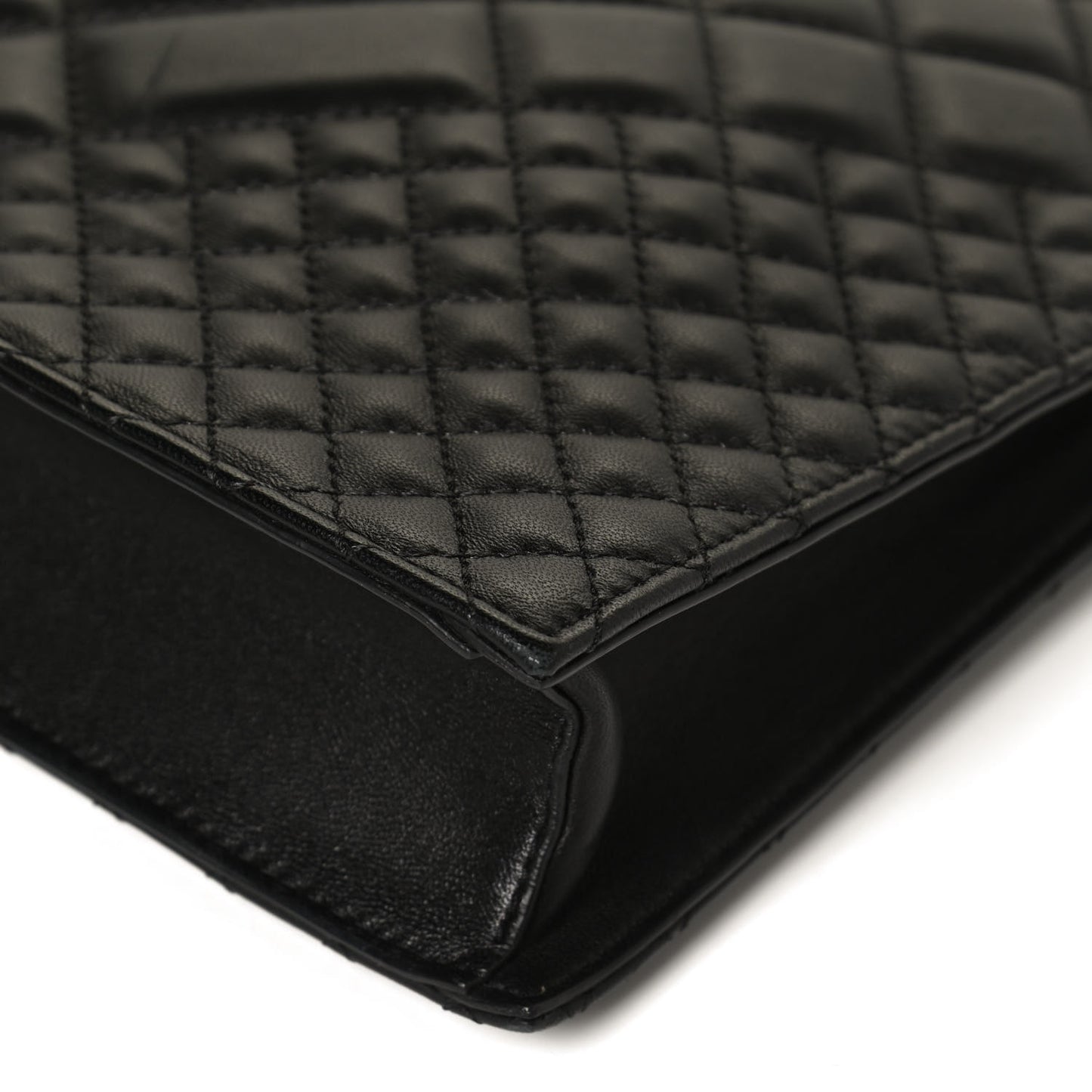 Calfskin Quilted Large Tribute Icon Crossbody Pouch Black