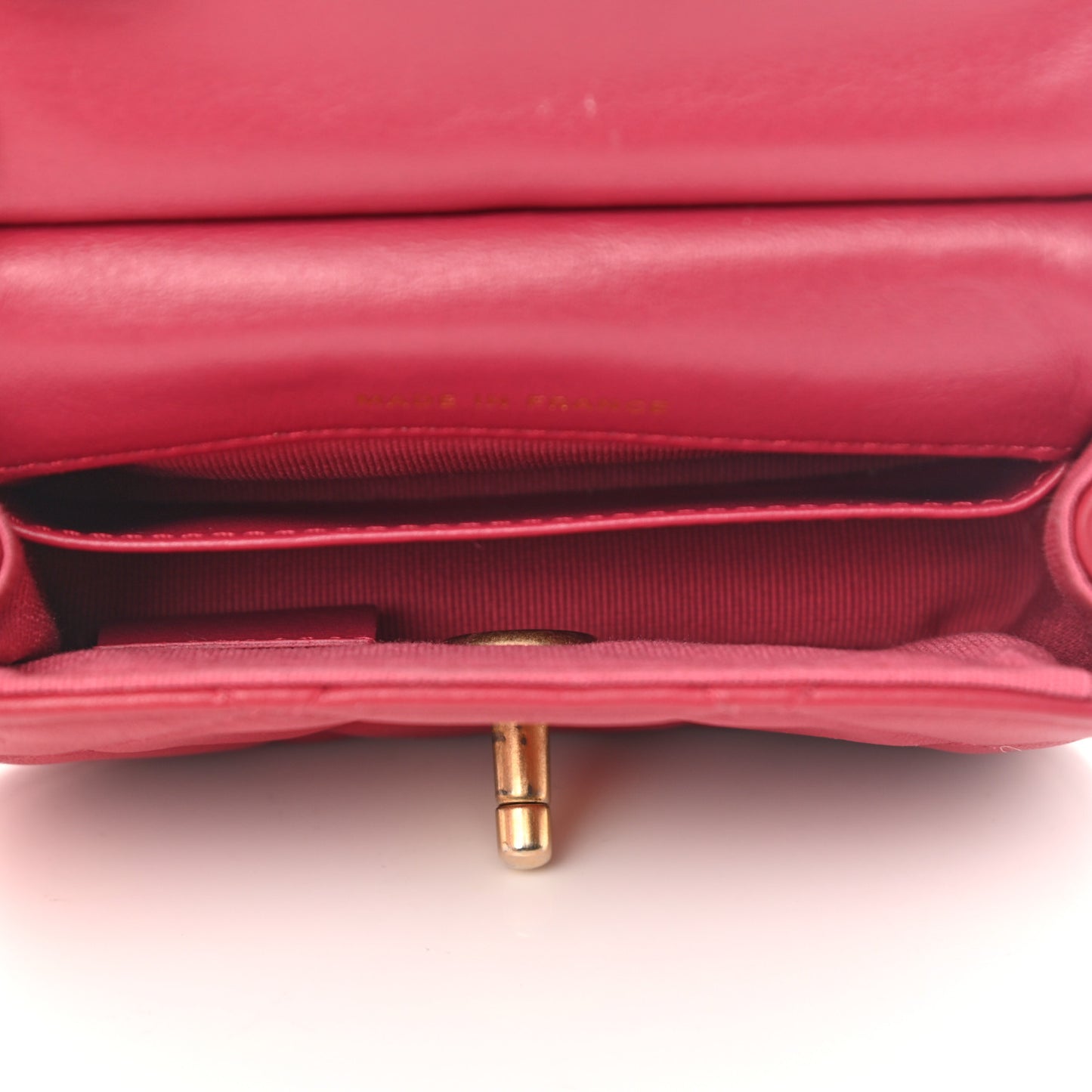 Calfskin Quilted Lady Handle Flap Card Holder With Chain Dark Pink