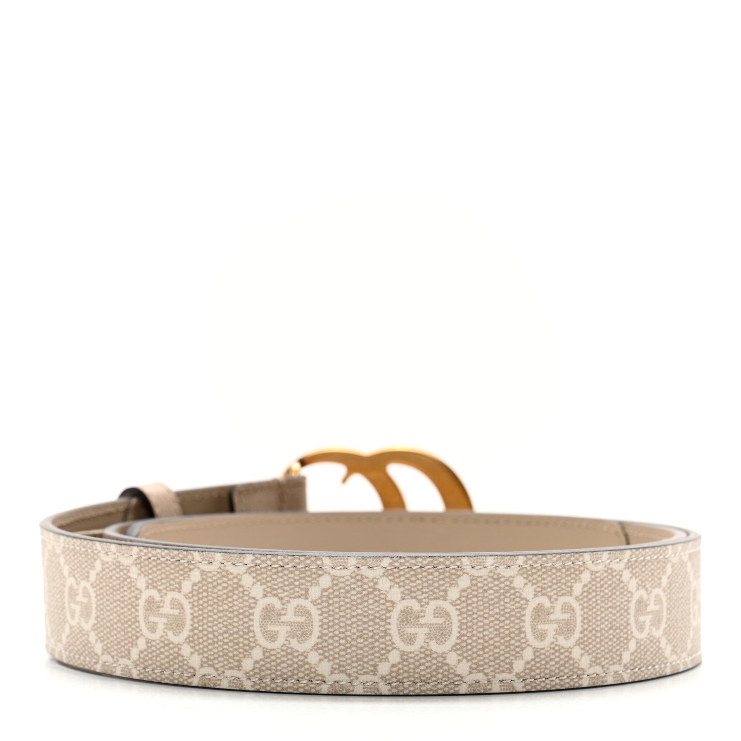 Gucci GG Supreme Monogram Calfskin Double G 30mm Belt 90 36 Beige Mystic White Oatmeal 2 of 7