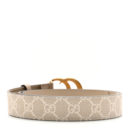 Gucci GG Supreme Monogram Calfskin Double G 30mm Belt 90 36 Beige Mystic White Oatmeal 2 of 7