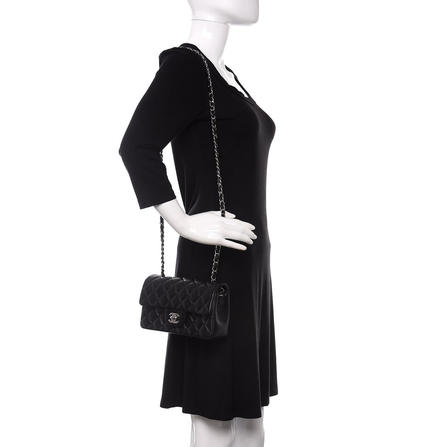 Lambskin Quilted Mini Rectangular Flap Black