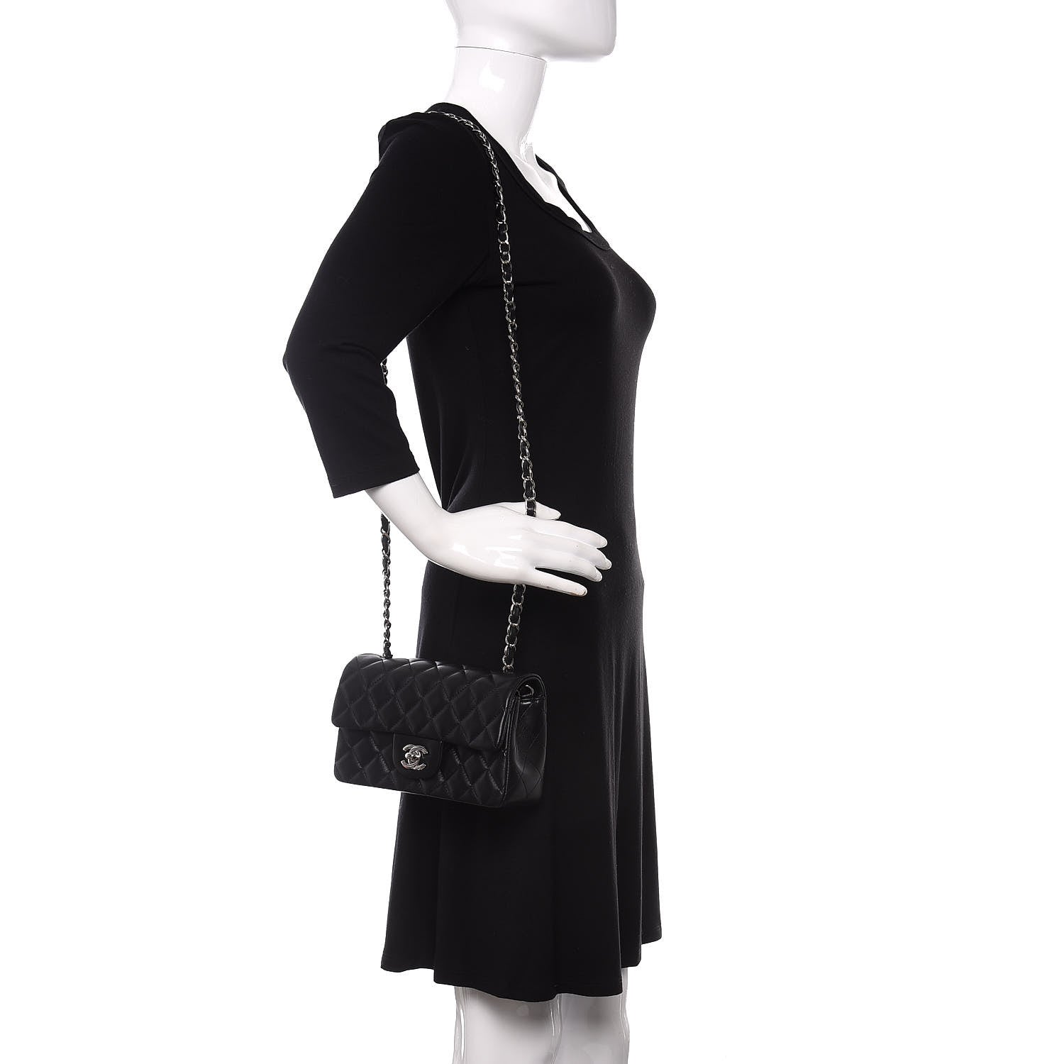 Chanel Lambskin Quilted Mini Rectangular Flap Black 2 of 11