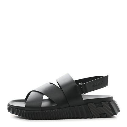 Hermes Calfskin Goatskin Mens Electric Sandals 43 Black 1 of 9