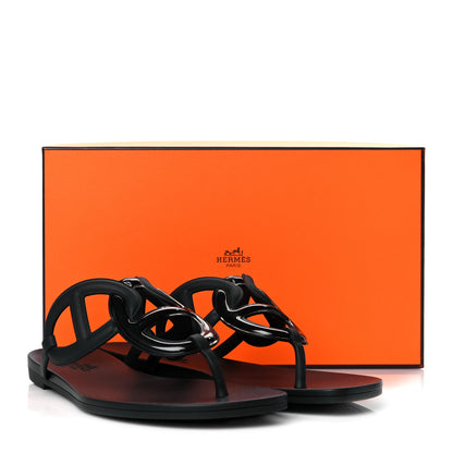 Hermes Rubber Womens Egerie Sandals 39 Black 8 of 8