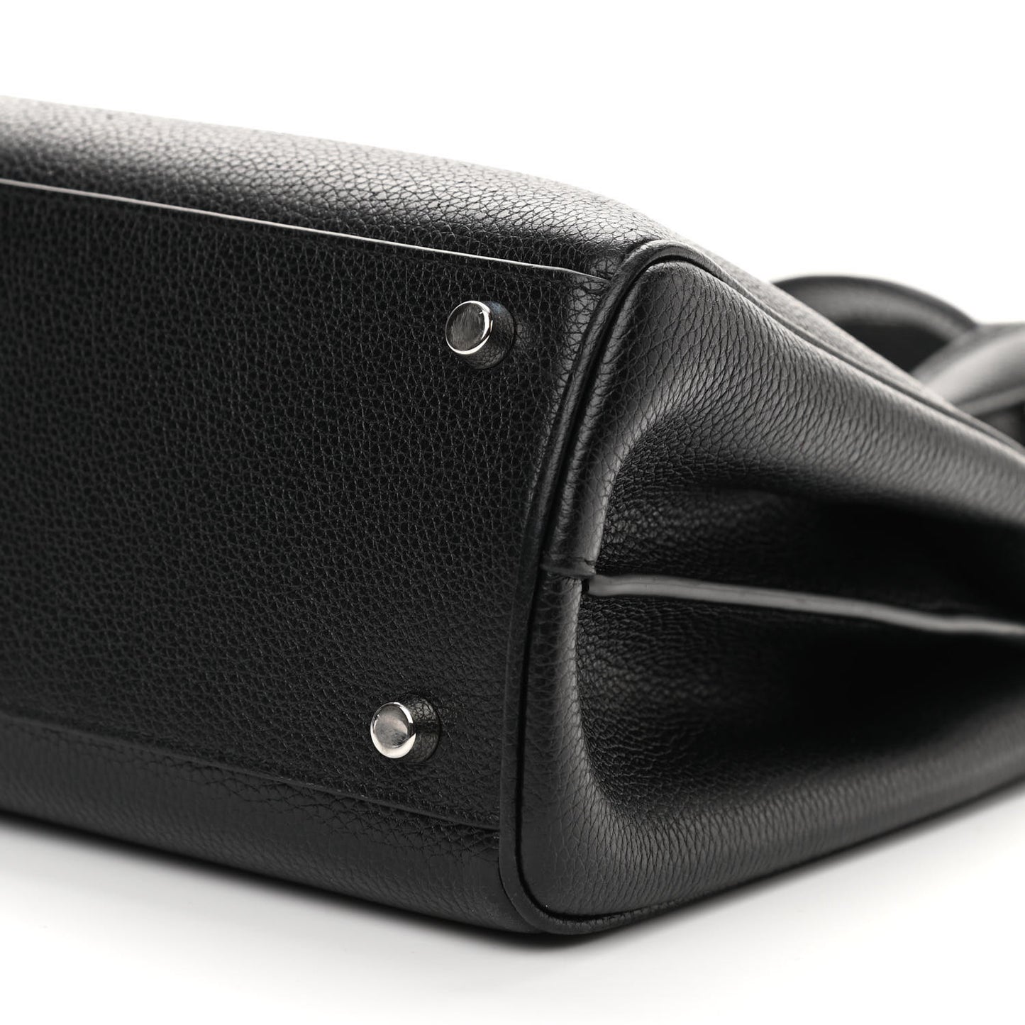 Grainy Calfskin Small Zumi Top Handle Bag Black