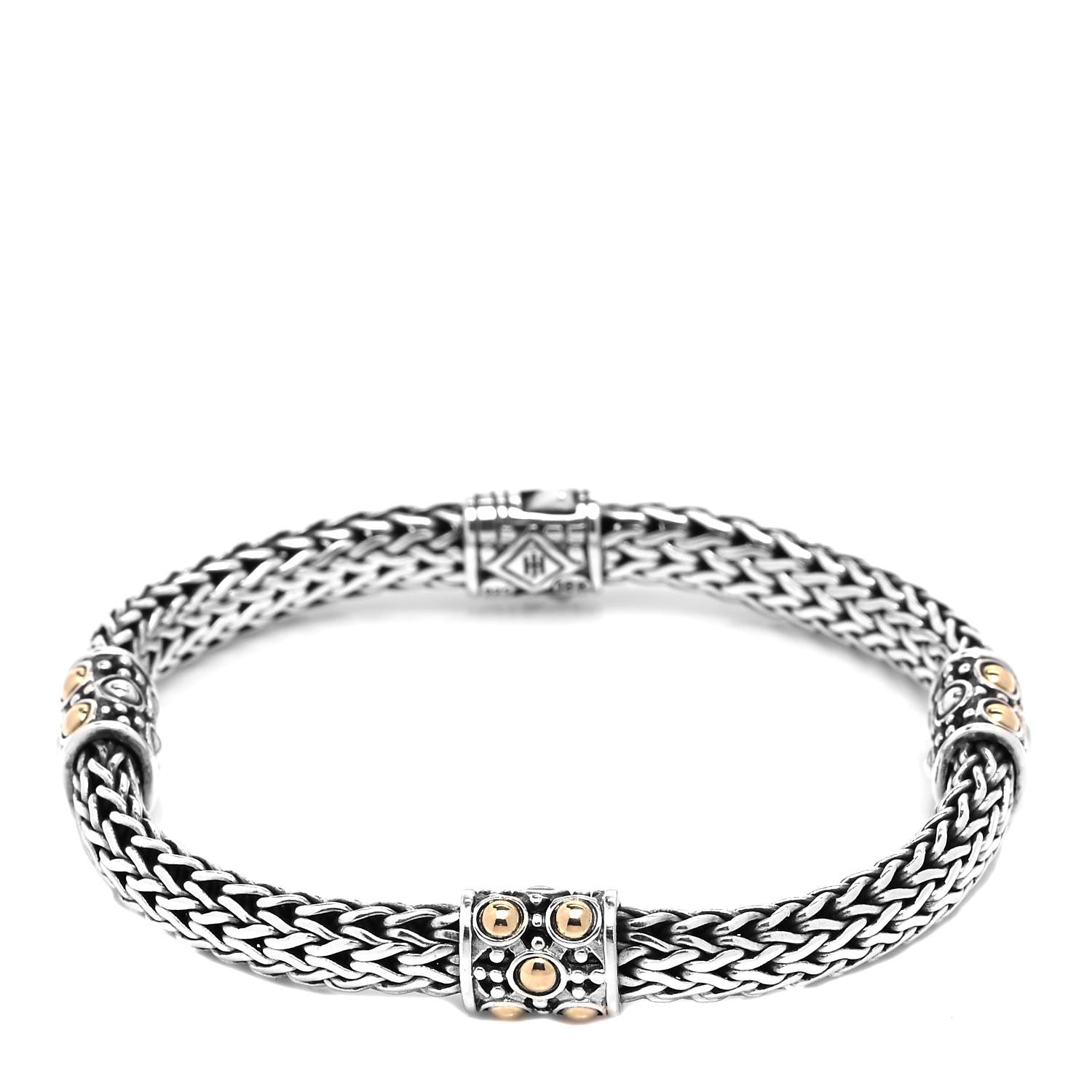 John Hardy Sterling Silver 18K Yellow Gold Jaisalmer Four Station Bracelet M 4 of 5