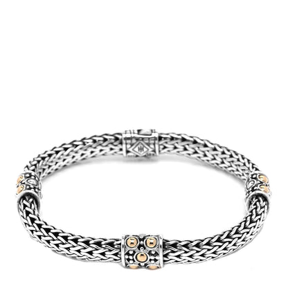 John Hardy Sterling Silver 18K Yellow Gold Jaisalmer Four Station Bracelet M 4 of 5