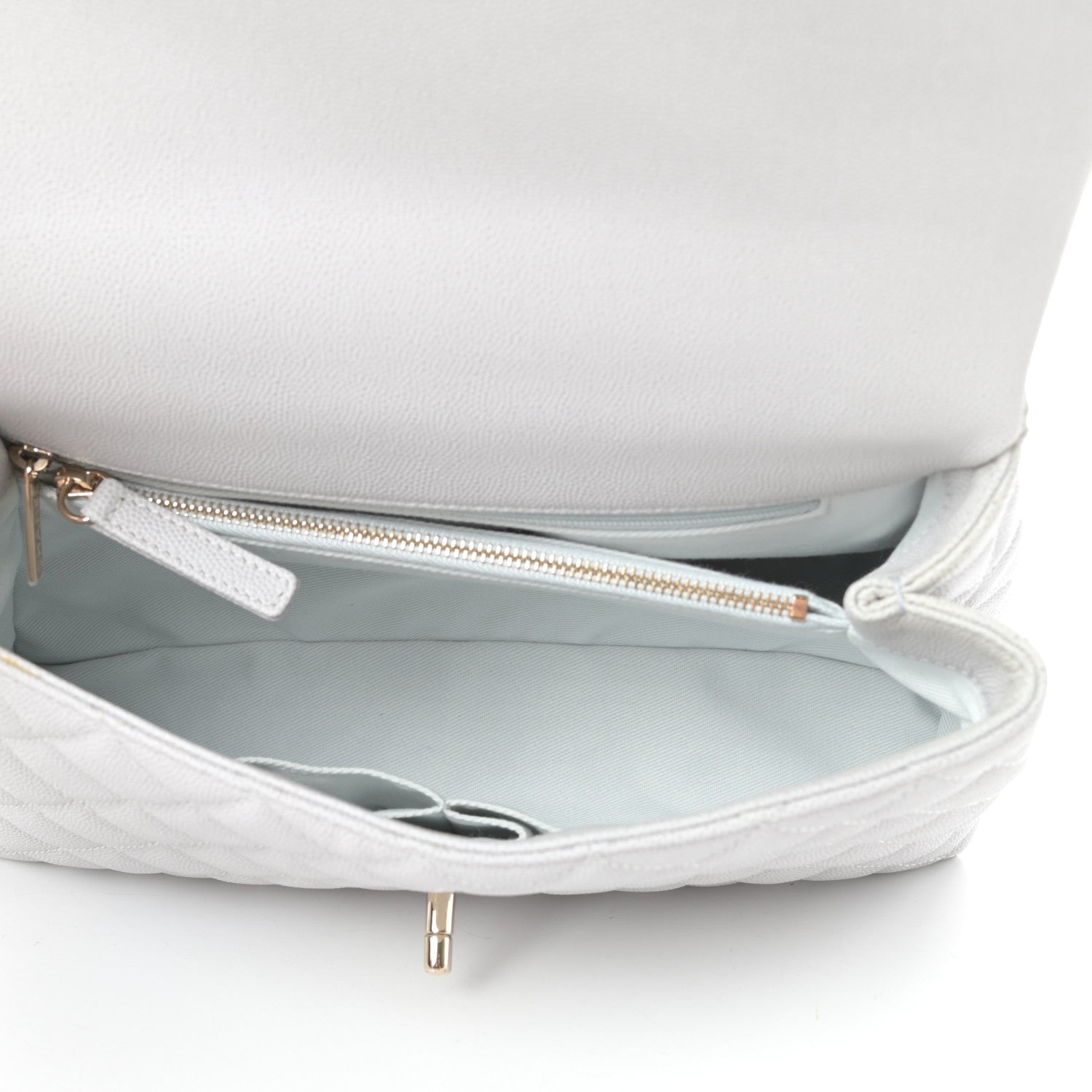 Chanel Caviar Quilted Small Coco Handle Flap Light Grey 5 of 12