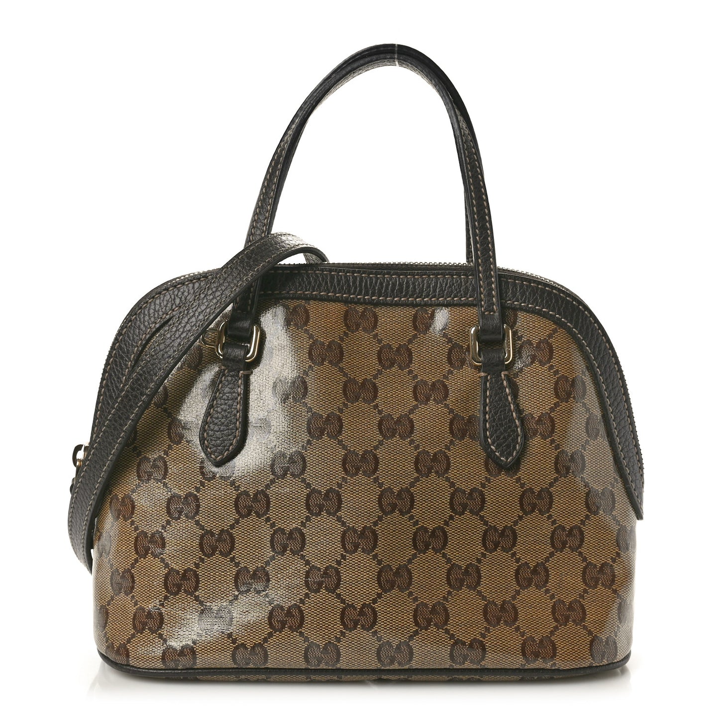 Crystal Monogram Dollar Calfskin Mini Dome Bag Beige Ebony Testa di Moro