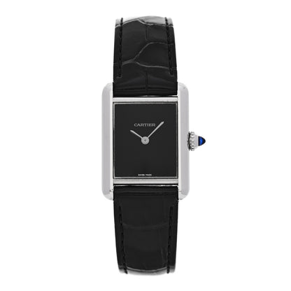 Cartier Stainless Steel Alligator 22mm Must de Cartier Tank Quartz Watch Black 1 of 4