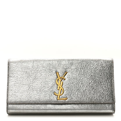 Saint Laurent Textured Metallic Calfskin Classic Monogram Cassandre Clutch Silver 1 of 16
