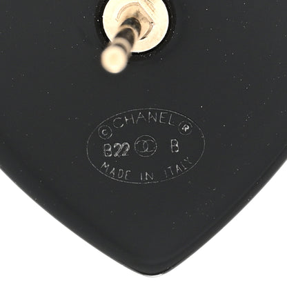 Chanel Resin Crystal CC Heart Earrings Black Gold 4 of 5