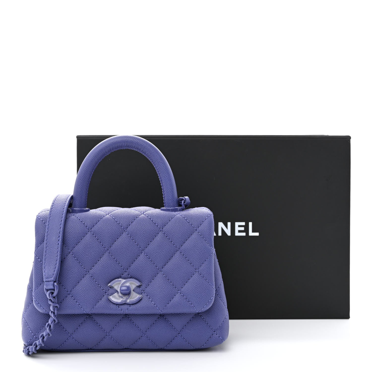 Chanel Caviar Quilted Incognito Extra Mini Coco Handle Flap Purple 11 of 11