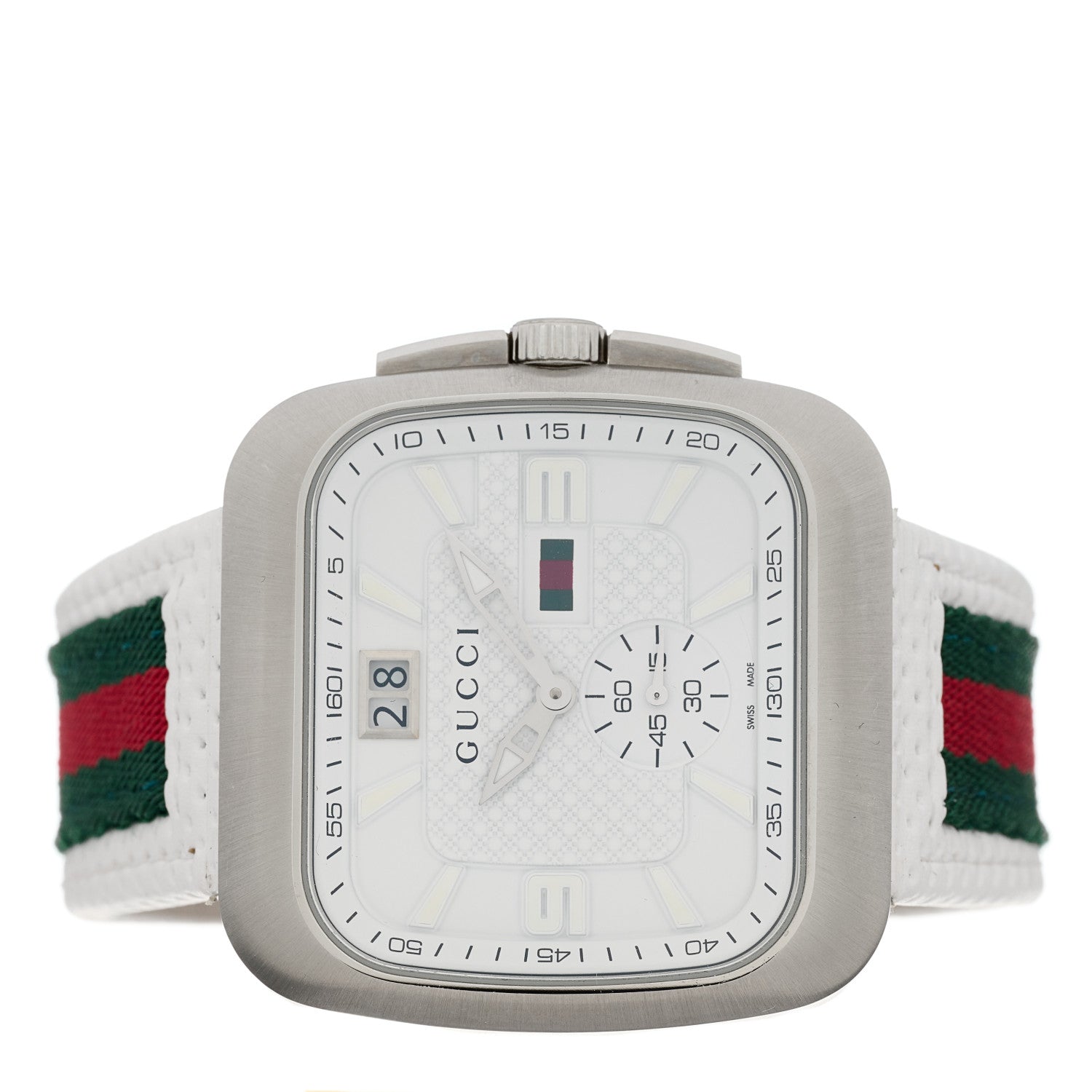Gucci Stainless Steel Fabric 40mm G Coupe Square Chronograph Quartz Watch Web 2 of 5
