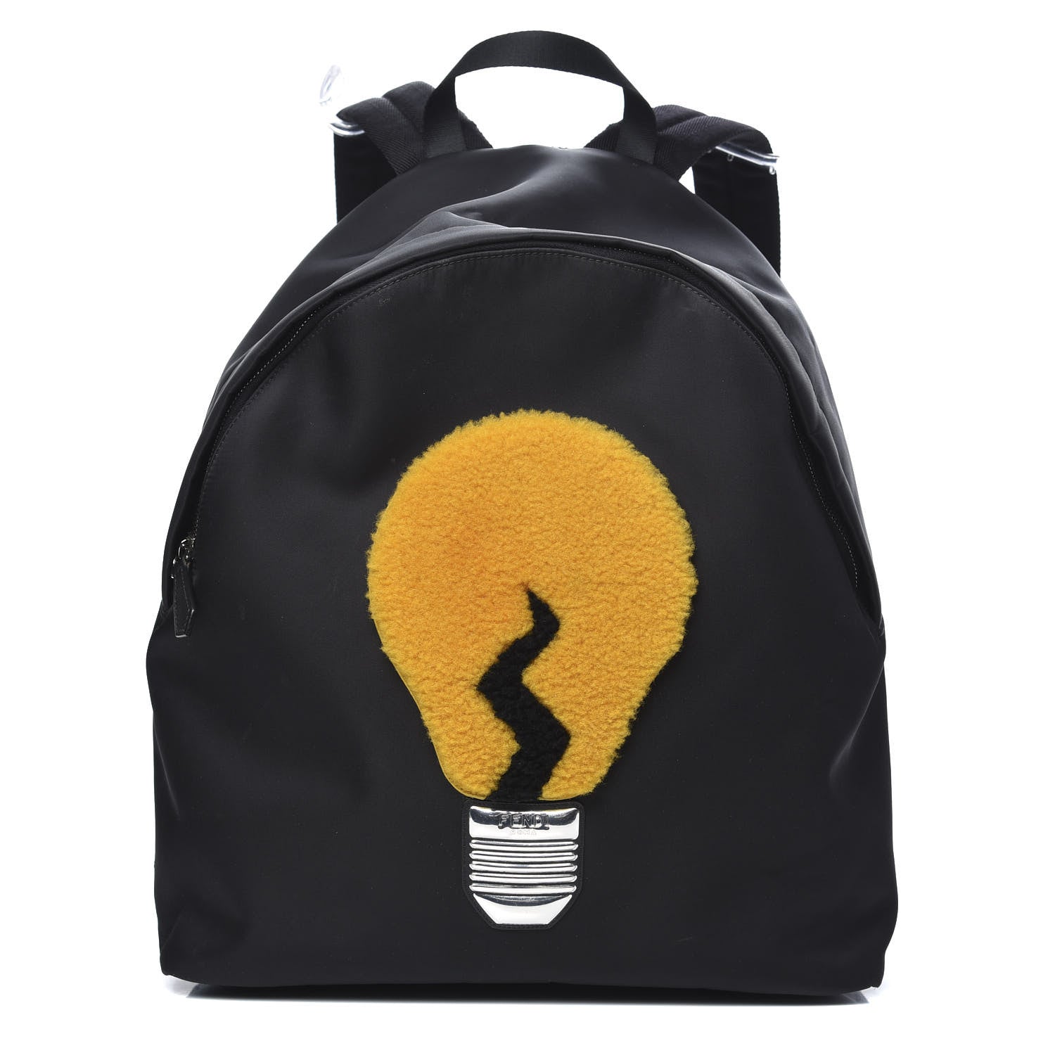 Fendi Nylon Shearling Vitello Elite Lightbulb Backpack Black Narciso 1 of 11