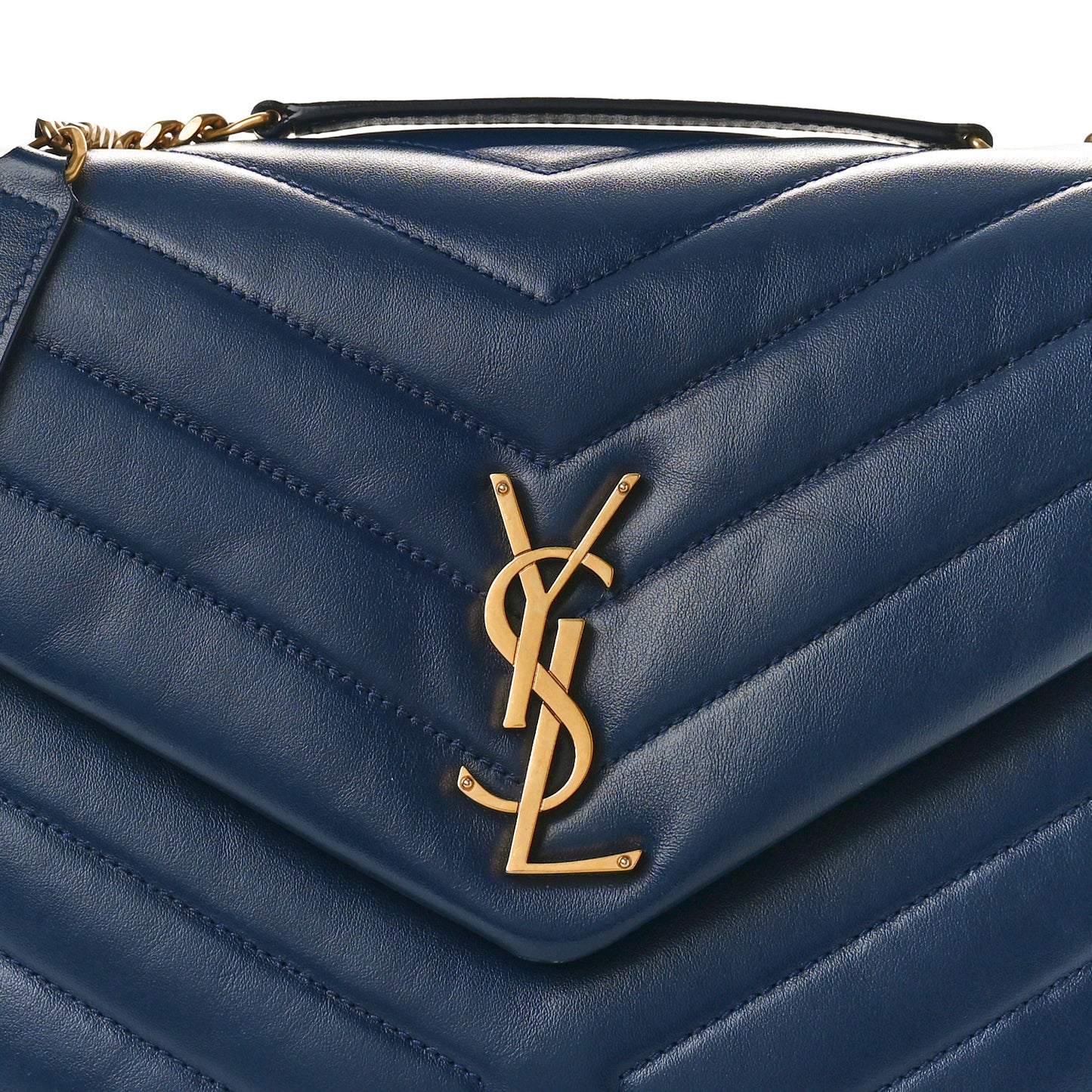 Calfskin Y Quilted Monogram Medium Loulou Chain Satchel Deep Marine