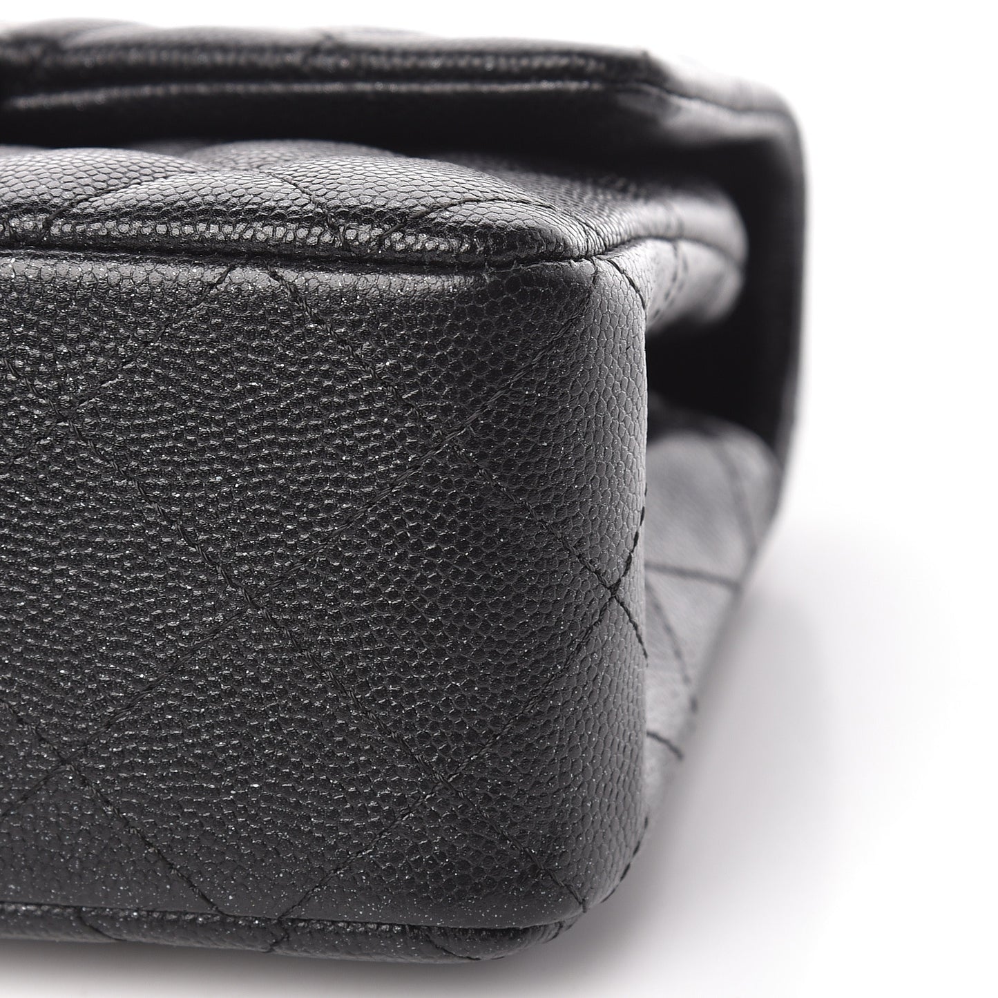 Iridescent Caviar Quilted Mini Rectangular Flap Black