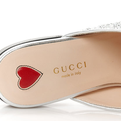 Gucci Glitter Womens Princetown Slippers 36 Silver 7 of 9