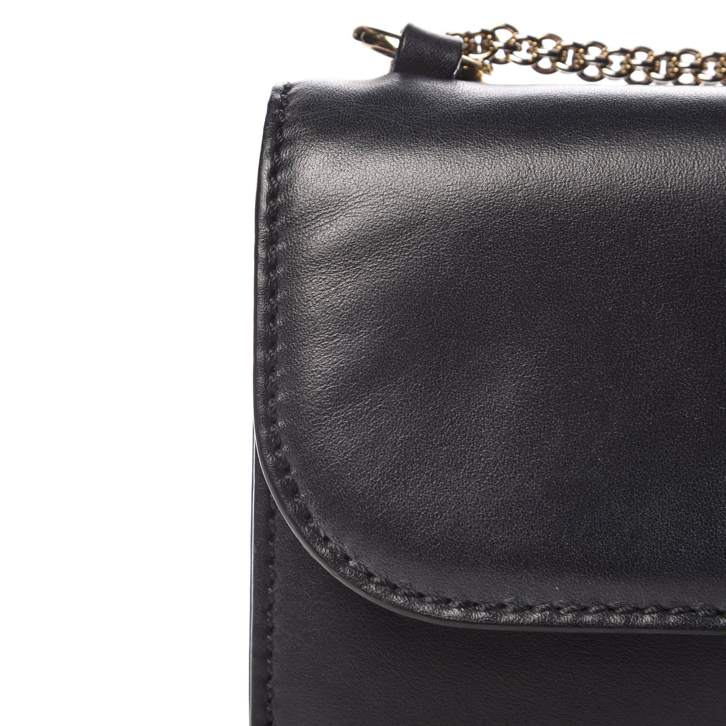 Vitello Small Glam Lock Rockstud Flap Black