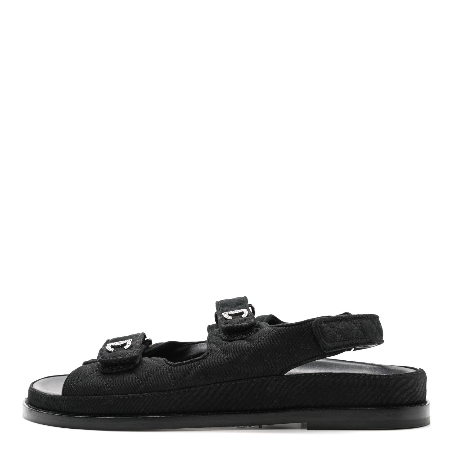 Chanel Mixed Fibers Velcro Dad Sandals 41 Black 1 of 9