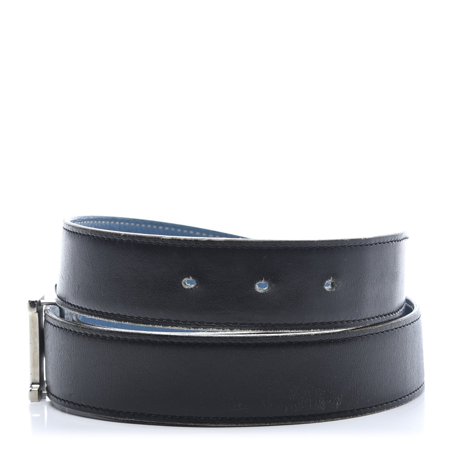 Hermes Box Togo 32mm H Belt 95 Black Blue Jean 3 of 5