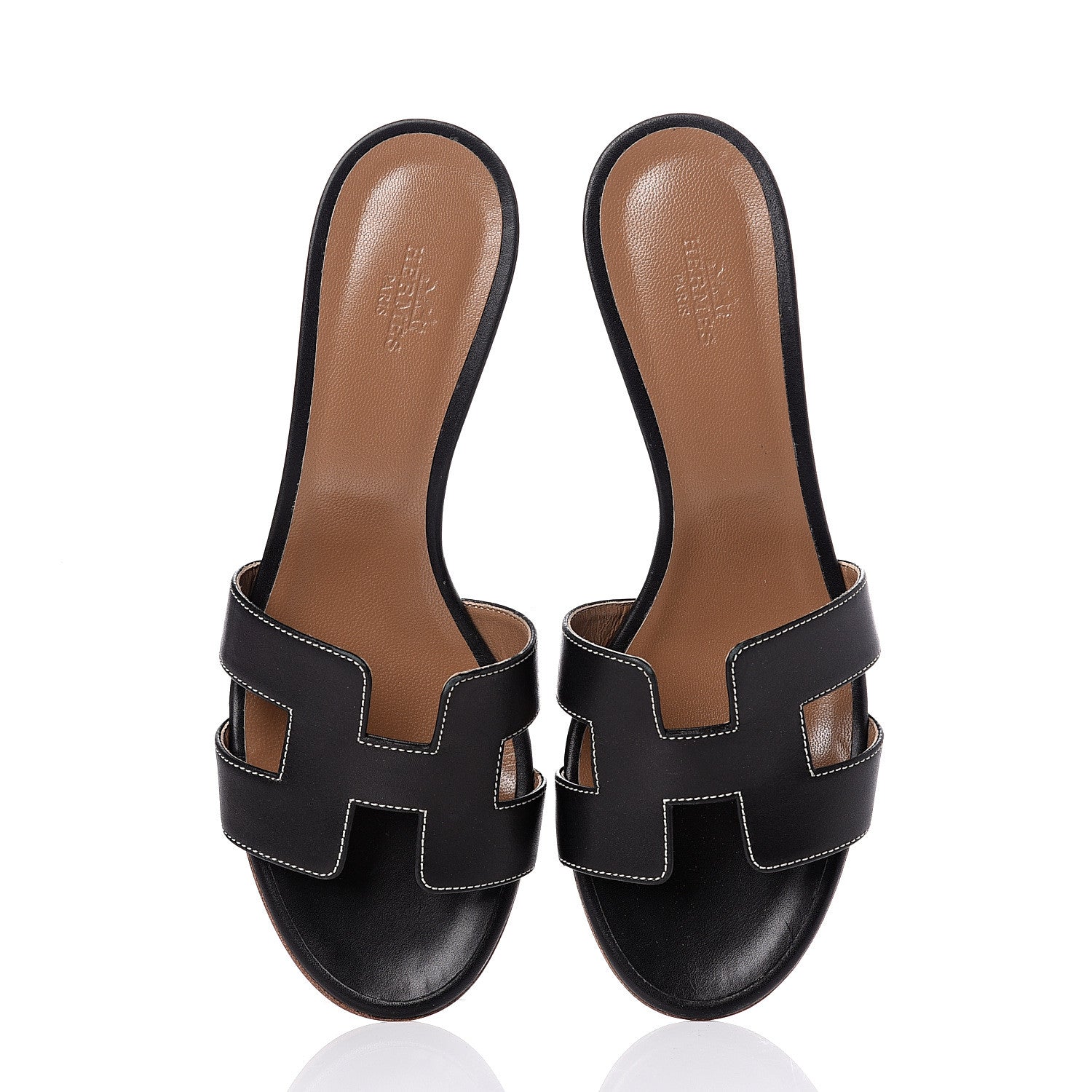 Hermes Calfskin Oasis Sandals 38 Black 5 of 8