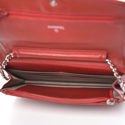 Chanel Patent Quilted Brilliant Wallet On Chain WOC Red 5 of 13