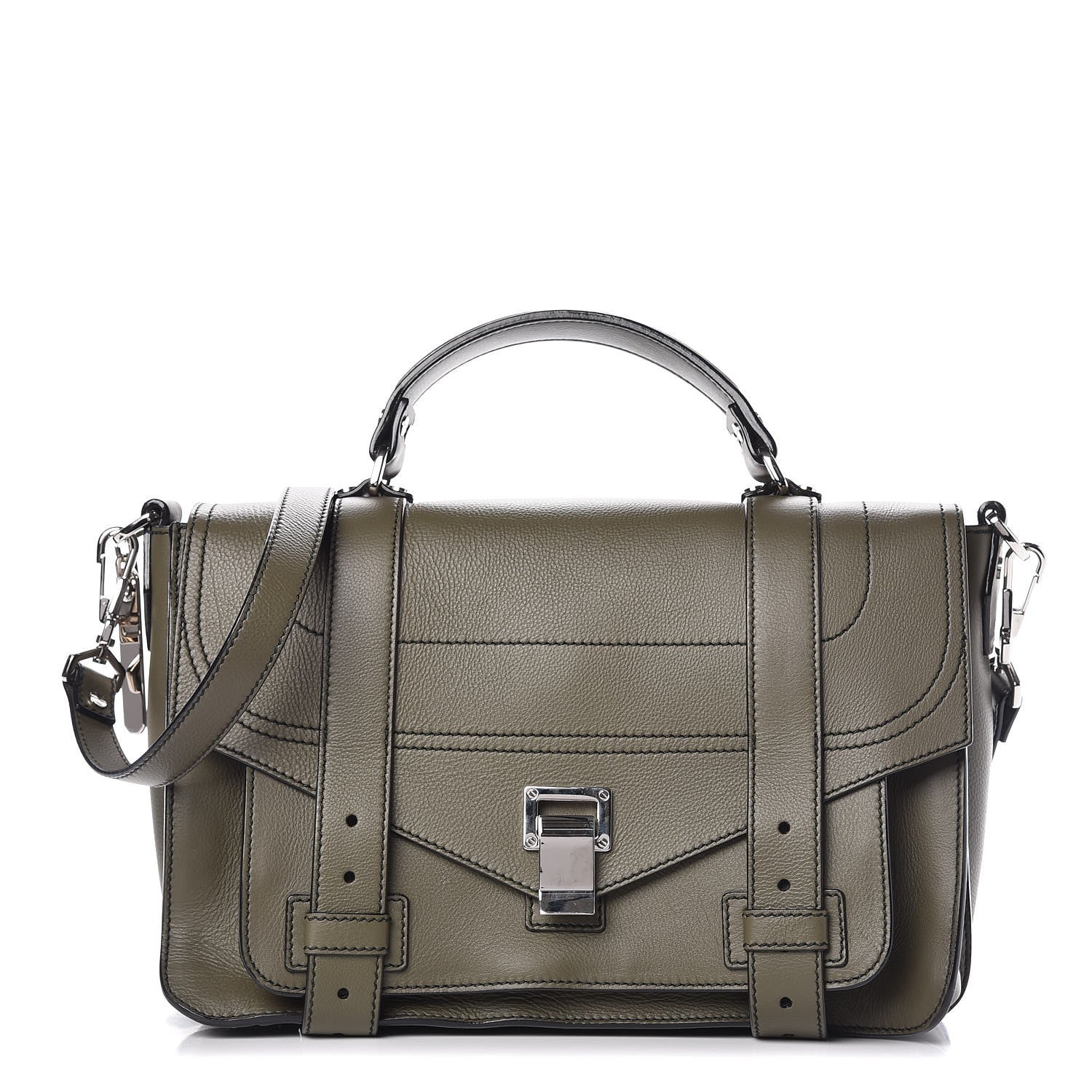 Proenza Schouler Grained Calfskin Medium PS1 Plus Satchel Cypress 1 of 8