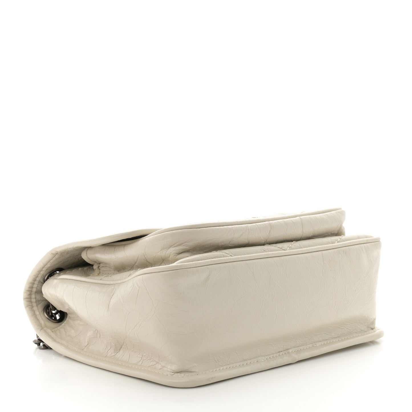 Crinkled Calfskin Matelasse Monogram Baby Niki Chain Satchel Ivory
