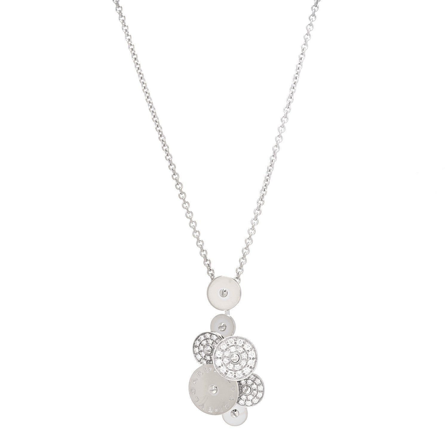 Bulgari 18K White Gold Diamond Cicladi Pendant Necklace 1 of 4