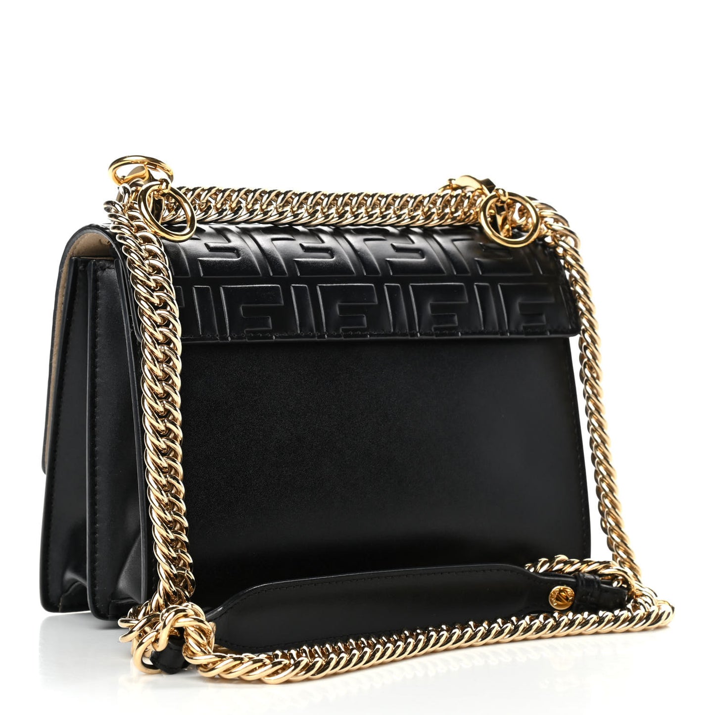 Vitello Liberty FF 1974 Embossed Small Kan I Shoulder Bag Black