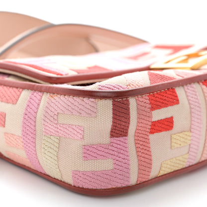Fendi Canvas Vitello King FF Embroidered Baguette Rosa Quarzo Bloody Mary Multicolor 10 of 11