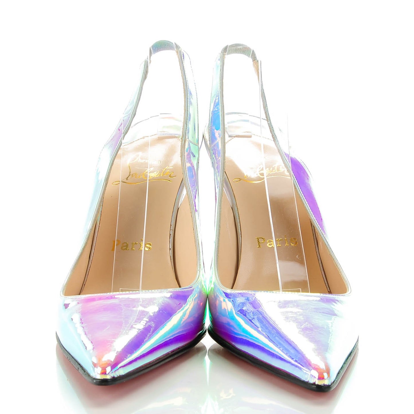 Calfskin Mirror Hai 100 Slingback Pumps 38.5 Blue