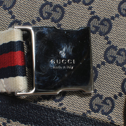 Gucci GG Monogram Web Double Pocket Belt Bag Navy 9 of 10