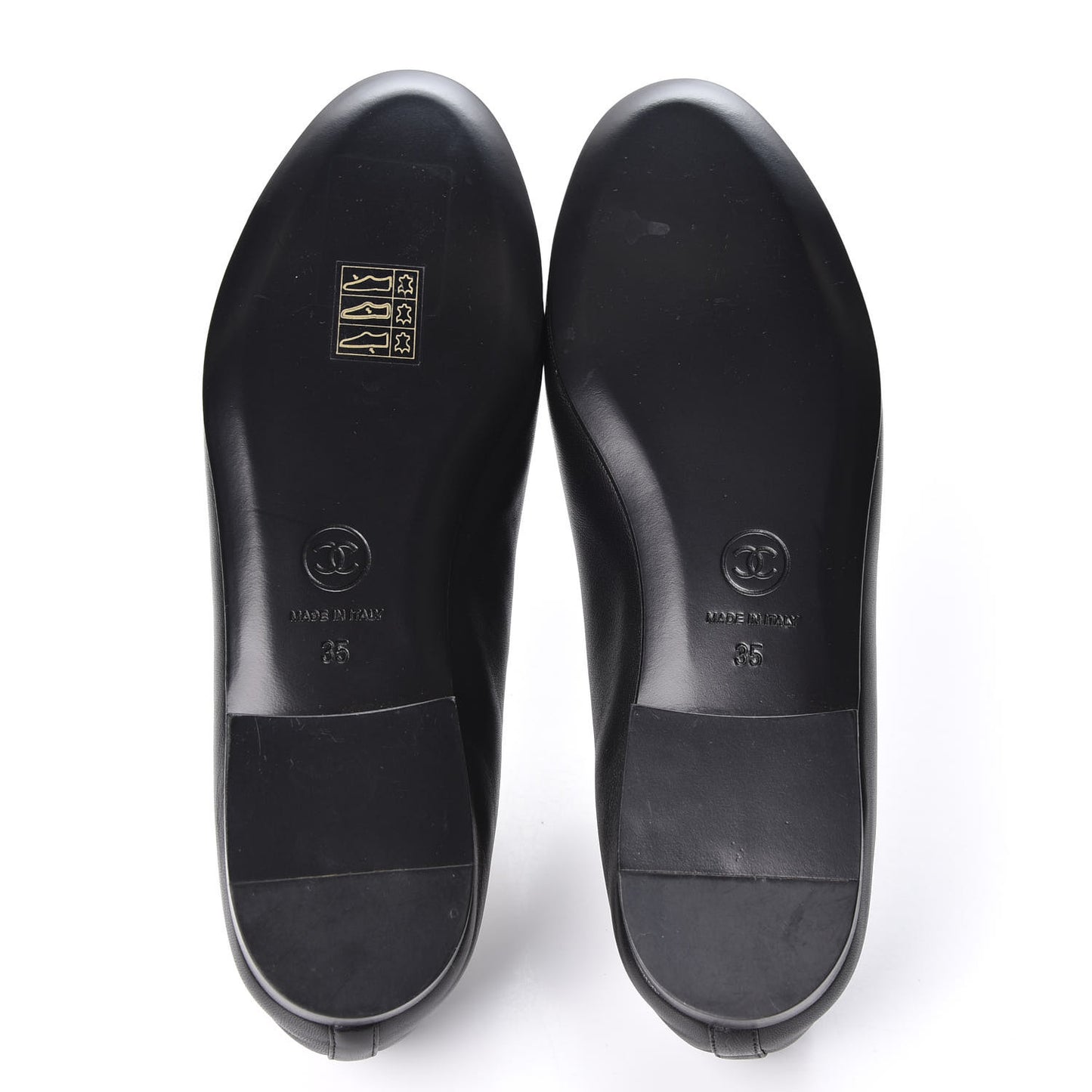 Lambskin Cap Toe CC Ballerina Flats 35 Black Beige