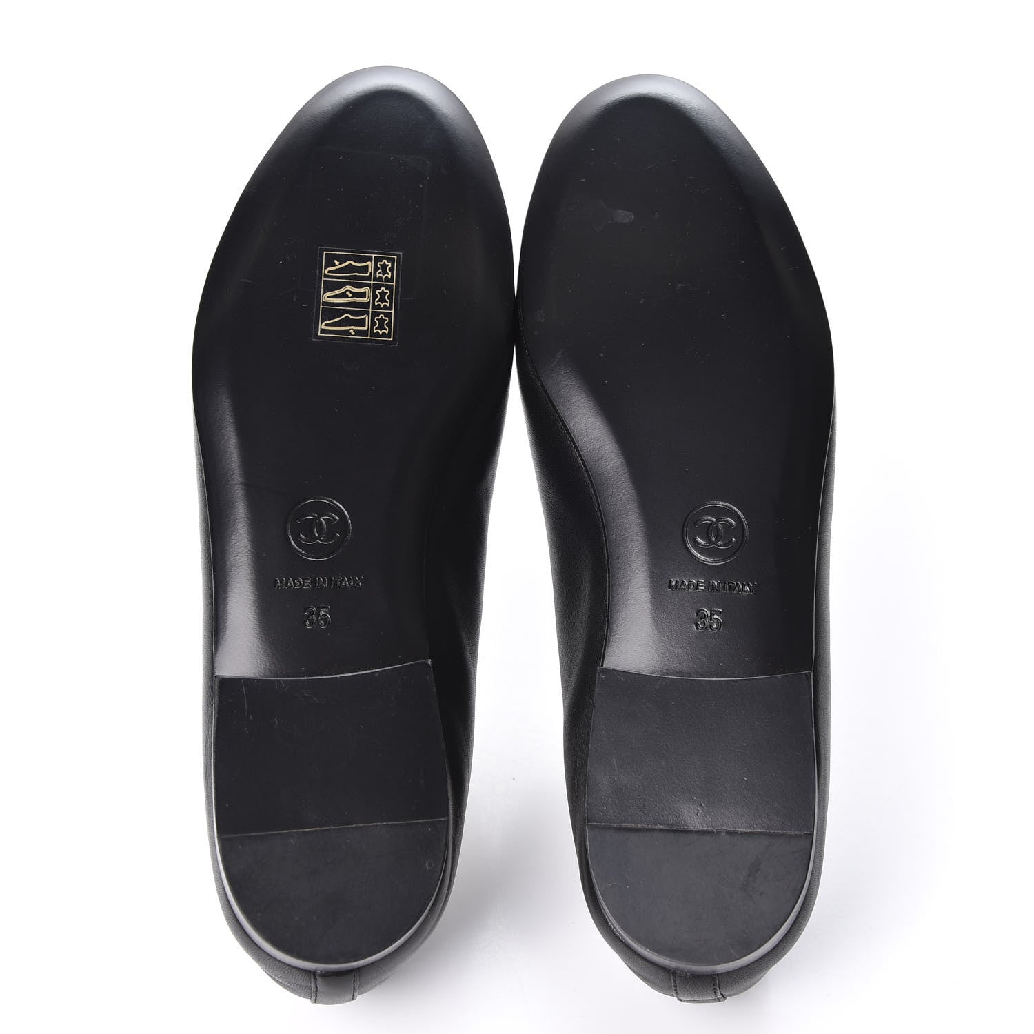 Chanel Lambskin Cap Toe CC Ballerina Flats 35 Black Beige 9 of 11