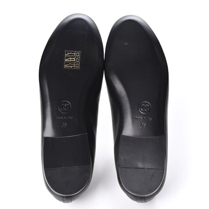 Chanel Lambskin Cap Toe CC Ballerina Flats 35 Black Beige 9 of 11