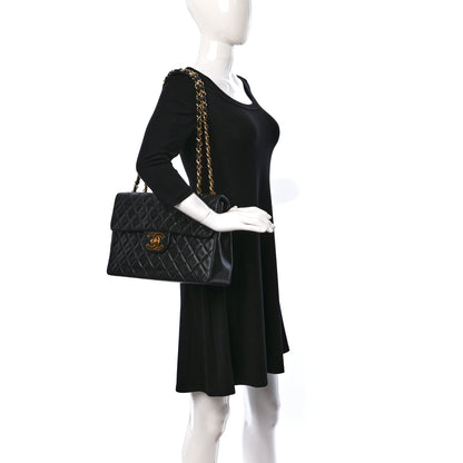 Chanel Lambskin Quilted XL Jumbo Single Flap Black 2 of 10