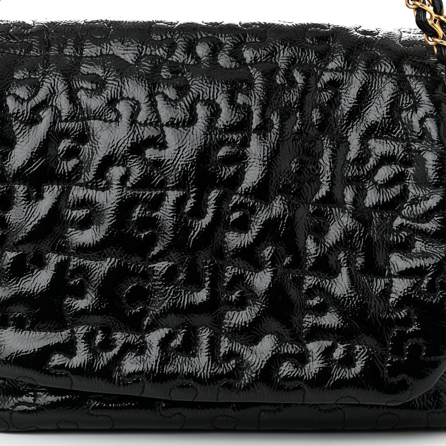 Patent Puzzle Accordion Flap Bag Black