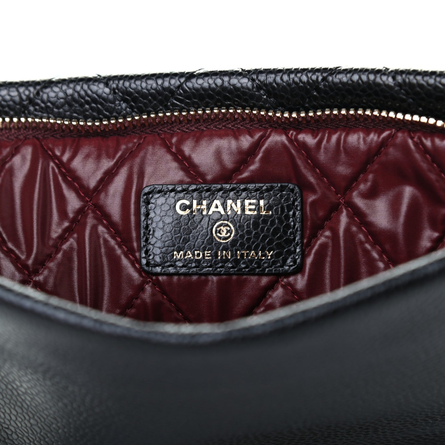 Caviar Quilted CC Beauty Clutch Black