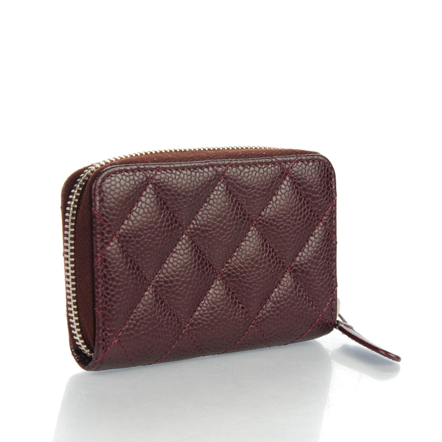 Caviar Quilted Zip Coin Purse Burgundy