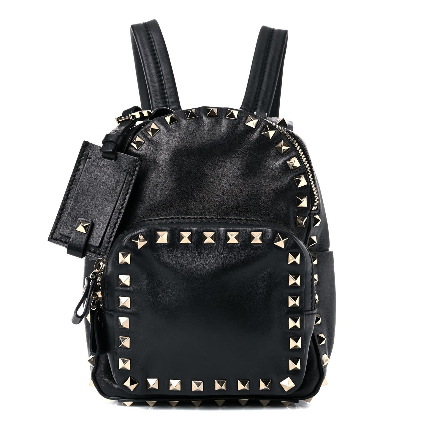 Calfskin Mini Rockstud Backpack Black