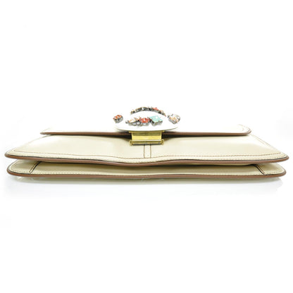 Marc Jacobs Leather Jeweled Shell Palm Beach Bonita Clutch Ivory 4 of 7