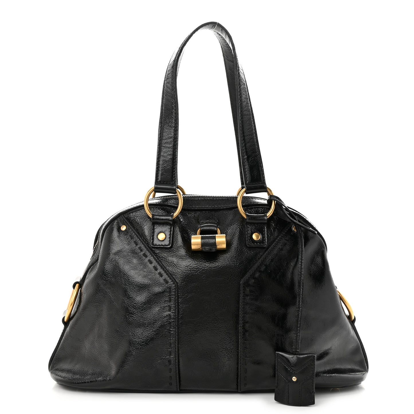 Textured Patent Calfskin Medium Muse Black