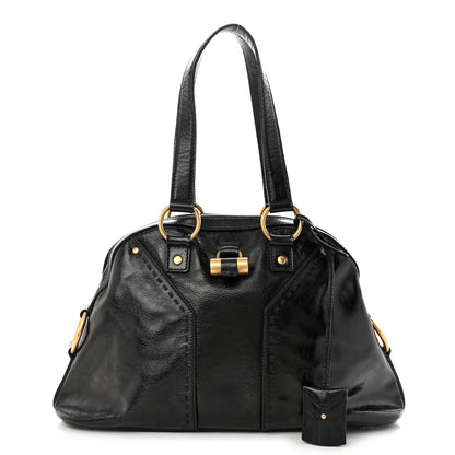 Saint Laurent Textured Patent Calfskin Medium Muse Black 1 of 11