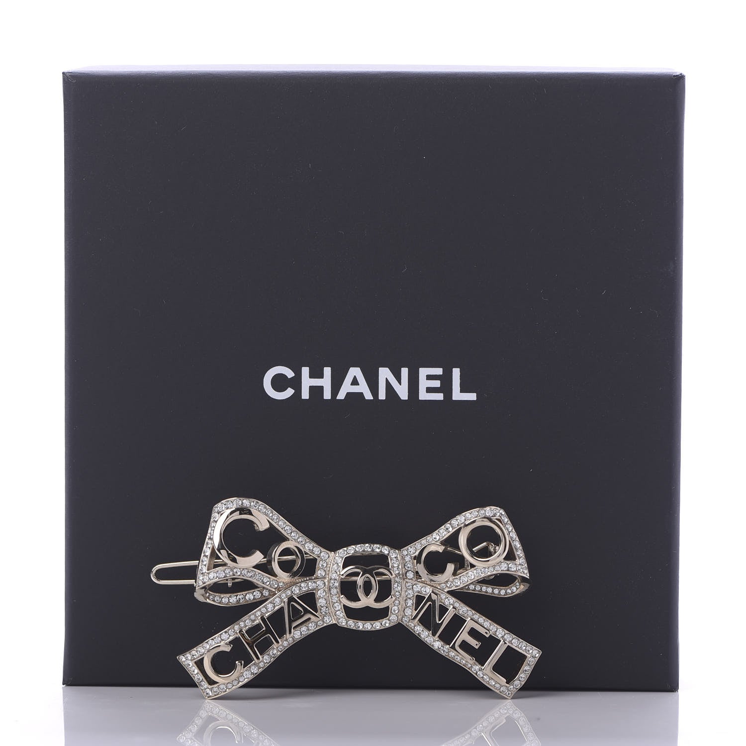 Chanel Metal Crystal Bow-tiful CC Hair Clip Gold 5 of 5